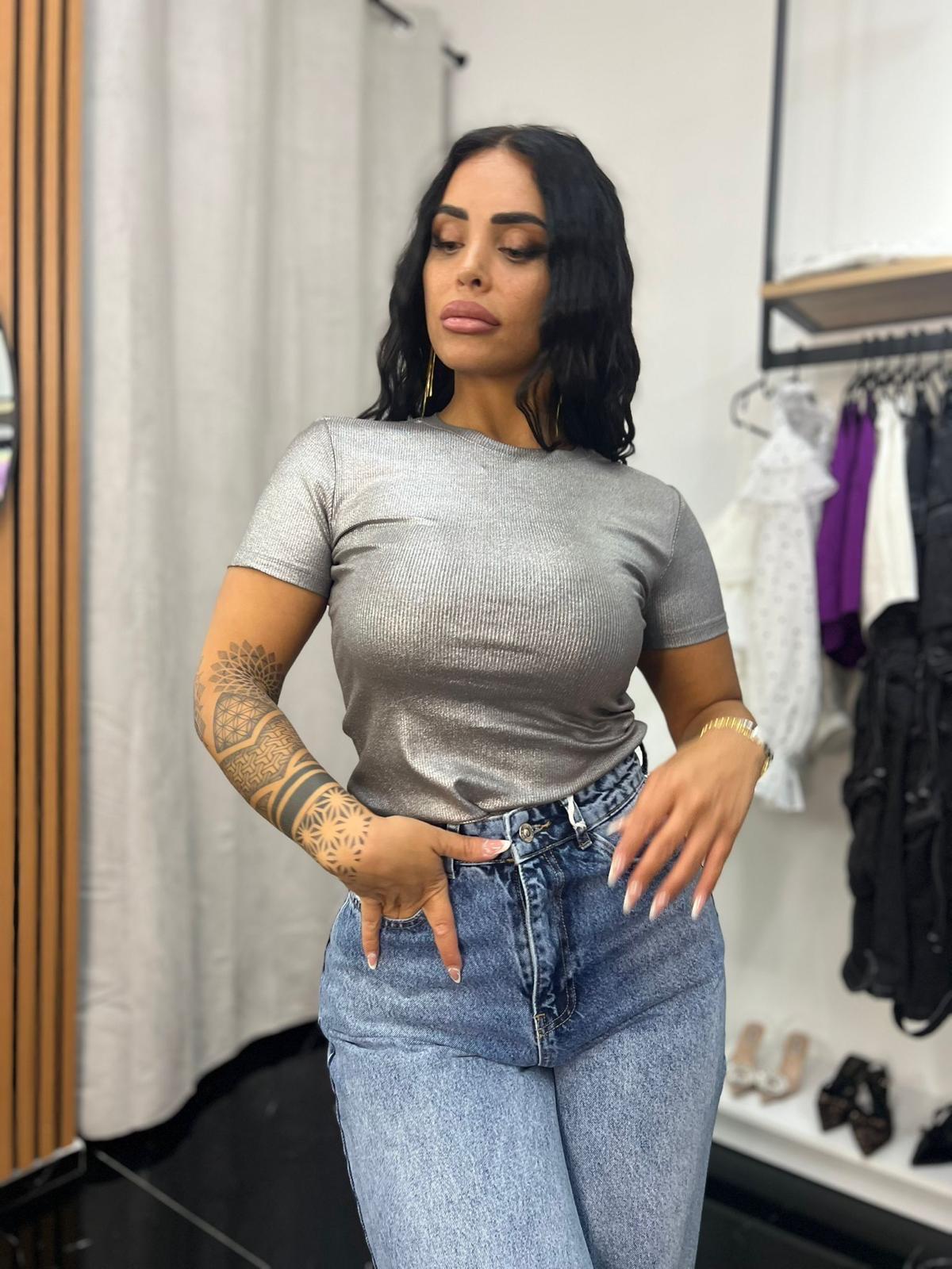 T-SHIRT GRIGIO SHINE