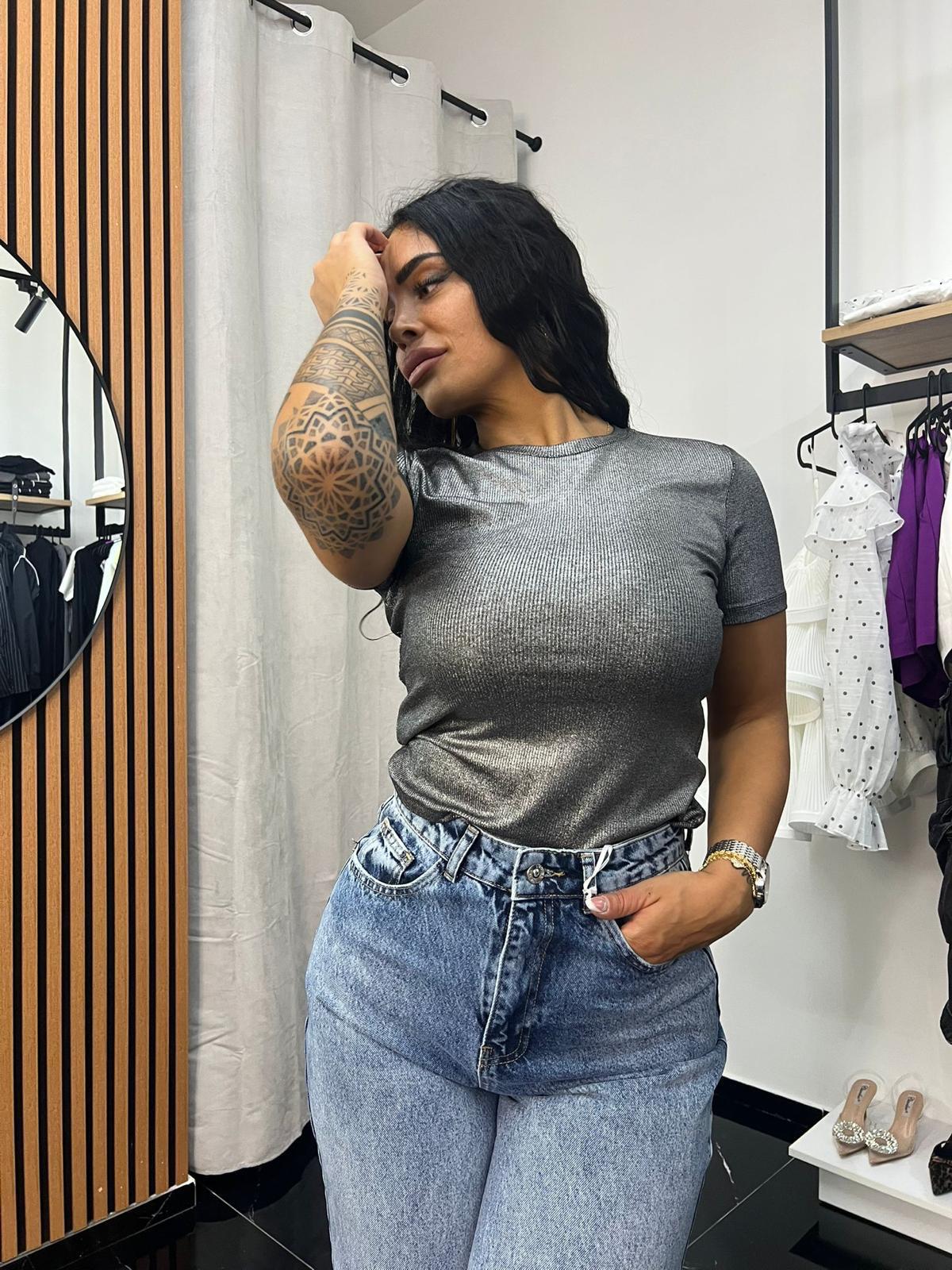 T-SHIRT GRIGIO SHINE